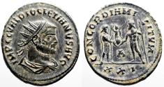 Ancient Coins - Diocletian AE21 Antoninianus. Emperor & Jupiter. Cyzicus
