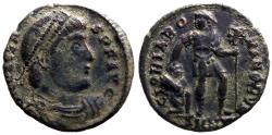 Ancient Coins - Valens AE17 follis. Valens dragging captive