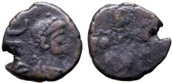 Ancient Coins - Leo & Verina AE11 Nummus. Verina standing holding transverse scepter