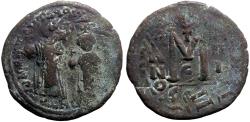 Ancient Coins - Heraclius & Heraclius Constantine AE30 Follis. Constantinople