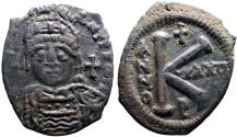 Ancient Coins - Justinian I AE27 half Follis. Theoupolis.  year 32