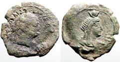 Ancient Coins - Vespasian AE25.9 Diobol.  Alexandria, Egypt.  Isis