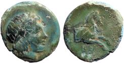 Ancient Coins - Ionia, Kolophon AE14 Apollo / forepart Horse