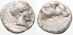 Ancient Coins - Troas, Kebren AR7 Obol. Apollo / Ram