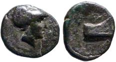 Ancient Coins - Kings of Macedon. Demetrios I Poliorketes AE11  Athena / Galley