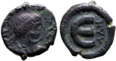 Ancient Coins - Justin I AE12 Pentanummium. Theoupolis