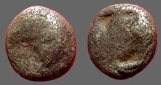 Ancient Coins - Aeolis, Kyme AR Hemiobol  Eagle head / Incuse pattern