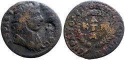 Ancient Coins - Hierapolis ad Lycum, Phrygia AE25 Demos w. countermark / Wreath
