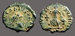 Ancient Coins - Arcadius AE4 Victory dragging captive, Cross in field.  Antioch.  