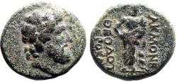 Ancient Coins - Akmoneia, Phrygia AE16 Zeus / Asklepios