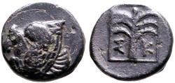 Ancient Coins - Troas, Skepsis AE10 Pegasus / Fir Tree in square