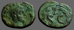 Ancient Coins - Macrinus AE18 Antioch on Orontes, SC within wreath. Eagle above.