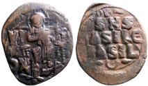 Ancient Coins - Constantine IX Monomachus. AE32 Anonymous class D. Constantinople