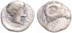 Ancient Coins - Troas, Kebren AR7 Obol. Apollo / Ram