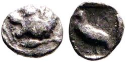Ancient Coins - Ionia, Miletos AR6 Tetartemorion.  Lion / Eagle