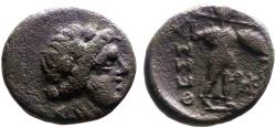 Ancient Coins - Thessalian League AE15 Chalkous. Apollo / Athena Itonioa