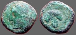 Ancient Coins - Thrace, Maroneia.AE10. Head left /  Grape bunch on tendril.