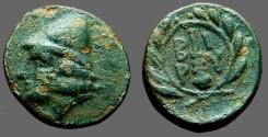 Ancient Coins - Troas, Birytis AE11 Kabeiros w. pileos / Club in wreath 