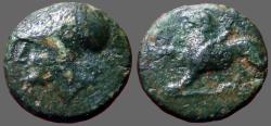 Ancient Coins - Akarnania, Leukas AE15 Athena / Chimaera at bay