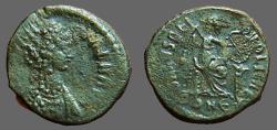 Ancient Coins - Aelia Flaccilla AE4 Salvs Reipvblice, Victory seated right, inscribing shield  