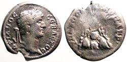 Ancient Coins - Hadrian AR Didrachm. Cappadocia, Caesarea. Mt. Argaeus surmounted by Helios