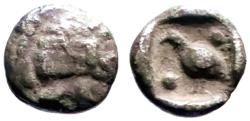 Ancient Coins - Ionia, Miletos AR5 Tetartemorion. Lion left / Eagle left w. 2 pellets