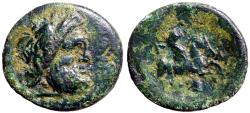 Ancient Coins - Mysia, Lampsakos AE17 Zeus / Pegasos, dolphin below