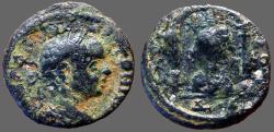 Ancient Coins - Elagabalus AE18 Laodicaea ad Mare.  bust of Tyche in temple