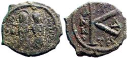 Ancient Coins - Justin II & Sophia AE20 1/2 follis. Thessalonica