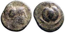 Ancient Coins - Pamphylia, Side AE11 Athena / Pomegranate