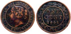 World Coins - Canada AE25 (1) Cent.  Victoria bust left / Oak Wreath w. date & denom.
