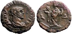 Ancient Coins - Maximianus AE20 Tetradrachm. Alexandria holds head of Sarapis