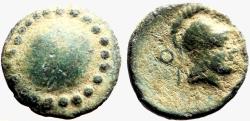 Ancient Coins - Pamphylia, Aspendos AE13 Helmeted Athena / Shield