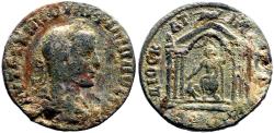 Ancient Coins - Philip II AE27 Cyrrhestica, Cyrrhus. Hexastyle temple of Zeus Kataibates