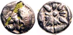 Ancient Coins - Ionia, Miletos AR10 diobol. Lion / incuse Stellate pattern. possible fourre