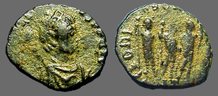 Ancient Coins - Honorius AE3 Theodosius II, Aracadius, Honorius stg. Antioch, Turkey 