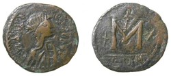 Ancient Coins - Byzantine Anastasius 491-518 AD Barbarous Follis 18.66 gm Large M