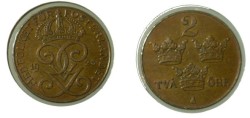 World Coins - Sweden 2 Ore 1925 KM#778 unc