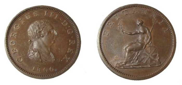 AD 1760-1820 Great Britain King George III Copper Half-Penny in Box SKU54883 