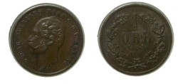 World Coins - Sweden 1 Ore 1858 LA   KM #687