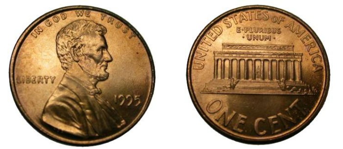 US Coins - 1995 Lincoln DBL Die Ch BU