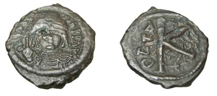 Ancient Coins - Maurice Tiberius 582-610-AD AE 1/2 Follis S-509