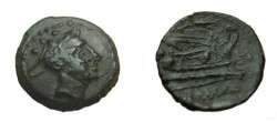 Ancient Coins - Æ sextans, 211-208 BC. Sicily, Draped bust of Mercury right,