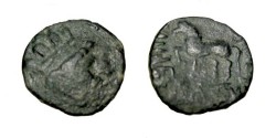 Ancient Coins - Kingdom of Choresmia Imitation Heraios Early 1st Century AD Balkh R! AE drachm M-1879/85