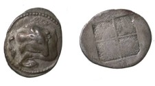 Ancient Coins - Thrace Akanthos 424 - 380 BC AR Tetraobol