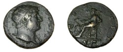 Ancient Coins - Hadrian 117-138 AD AE Dupondius COSIII RIC 657