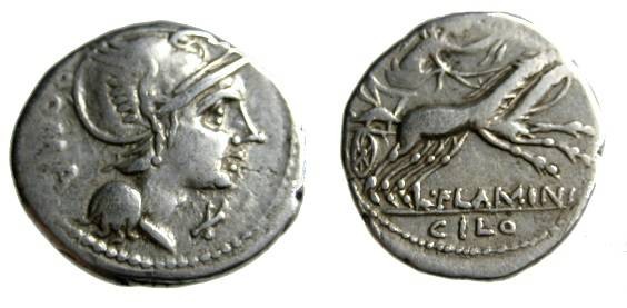Ancient Coins - Roman Republic, Flaminia 1, L. Flaminius Chilo 43 BC.