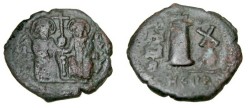 Ancient Coins - Justin II 565-578 AE Decanummium Theoupolis
