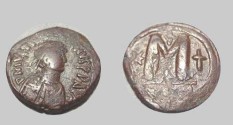 Ancient Coins - Byzantine Bronze Justin I 518-527AD AE Follis