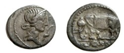 Ancient Coins - Caecilia O Pietas Rv elephant AR Denarius Syd 750